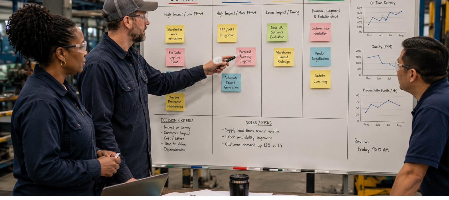 A working prioritization surface supporting measured operational decisions